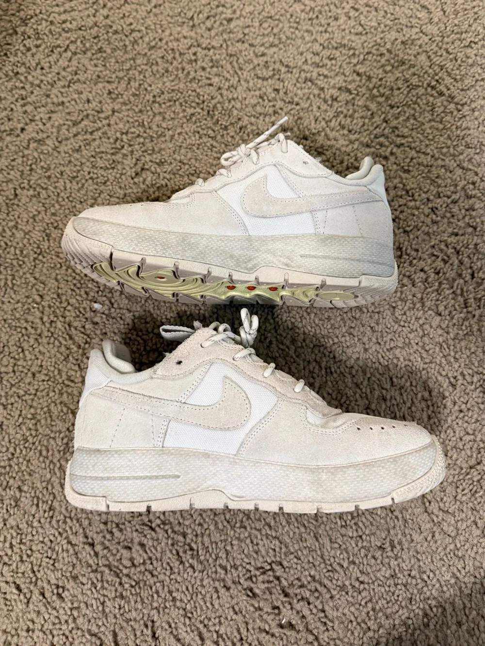 Nike Off-White/Tan Low-Top Suede Sneakers